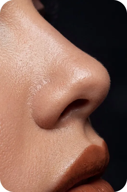Perfil de un rostro centrado en la nariz